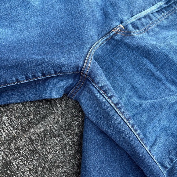 Levi's Dark Blue Distressed Straight Leg Jeans - Picture 5 of 8